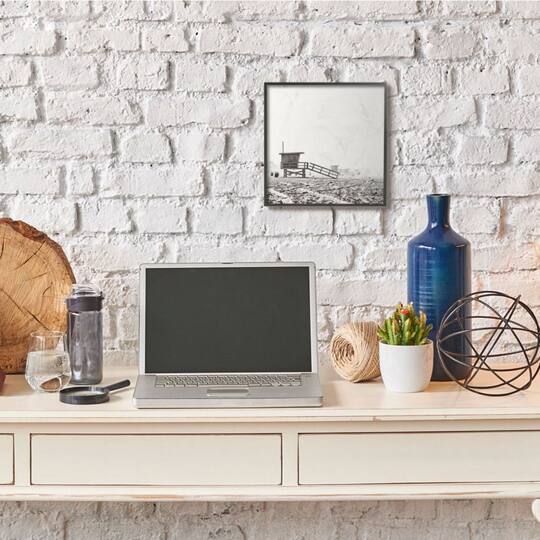 Stupell Industries Lifeguard Stands on Beach Wall Art in Black Frame